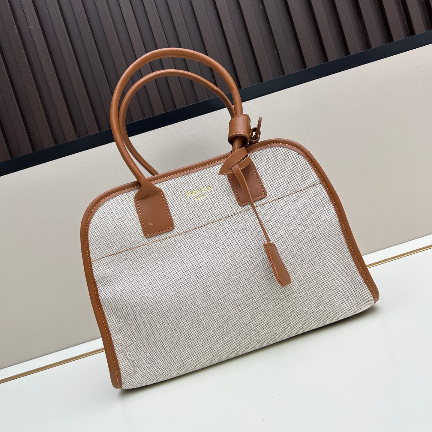 PRA Canvas Leather-Spliced Tote Ev25061007