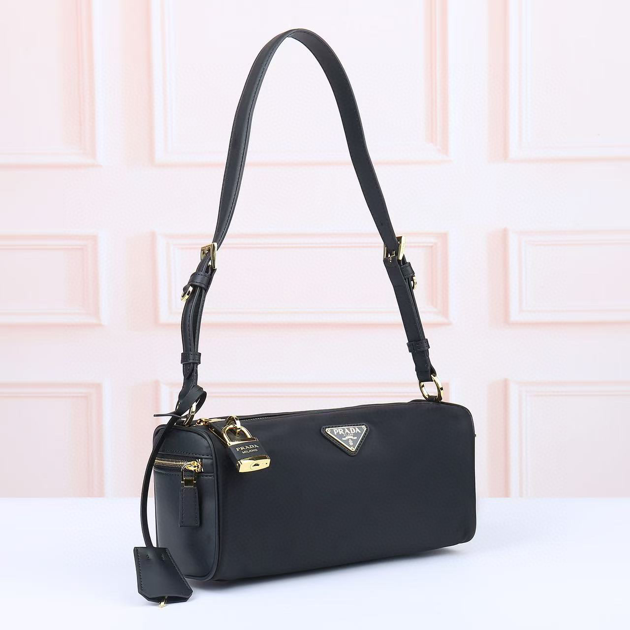 PRA Black Padlock Shoulder Bag Ev25061018