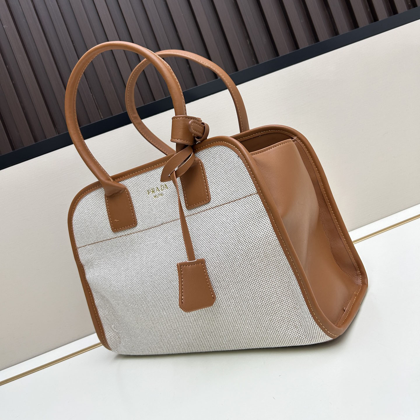 PRA Canvas Leather-Spliced Tote Ev25061007
