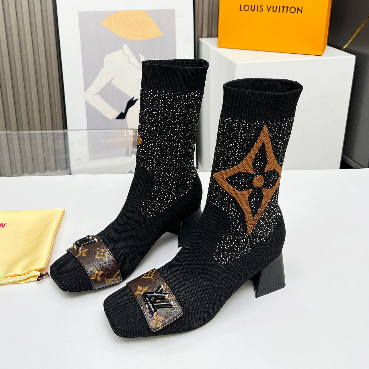 LV Classic Stretch Knit Ankle Boots NG111007