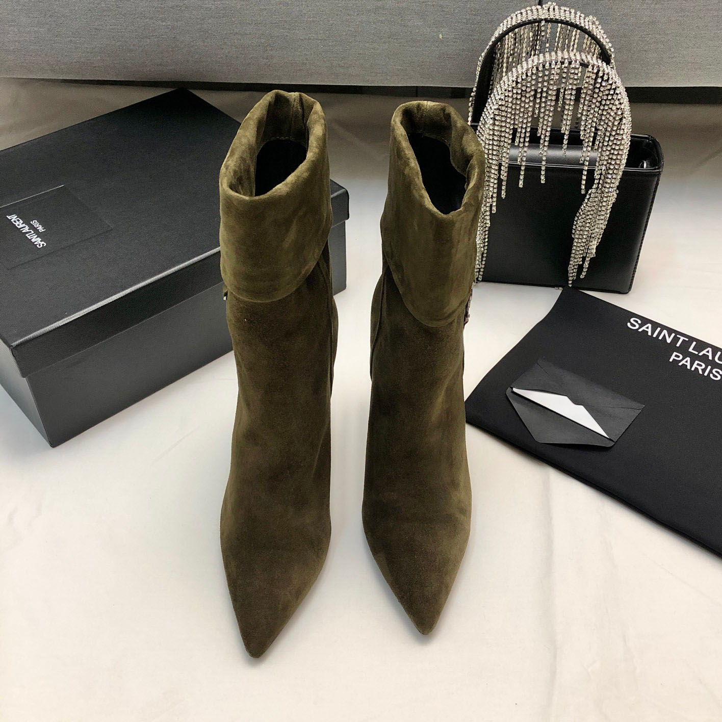 YSL Suede Side Zipper Ankle Boots NG070702
