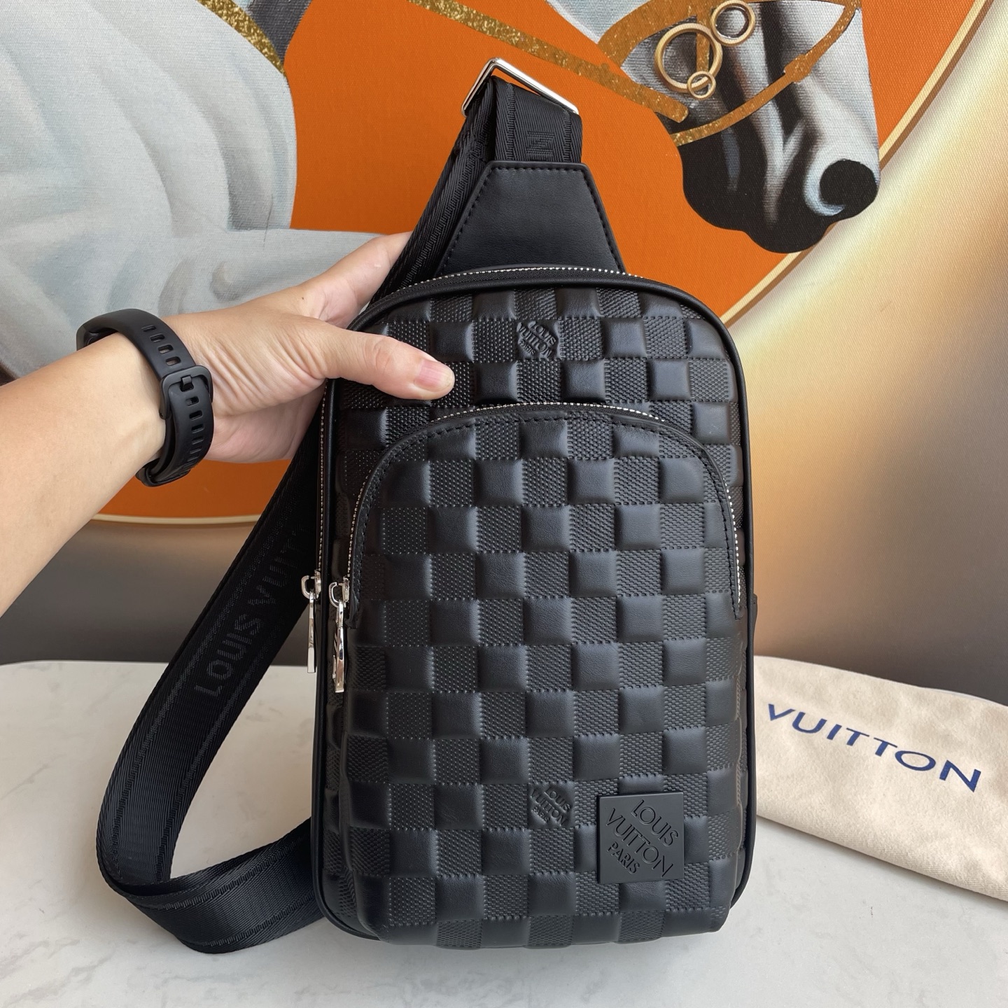 LV Men's Damier Leather Chest Bag NG101015