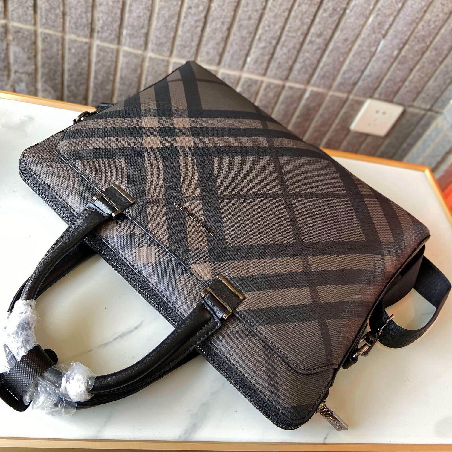 Bur Men's Plaid Briefcase NG101602