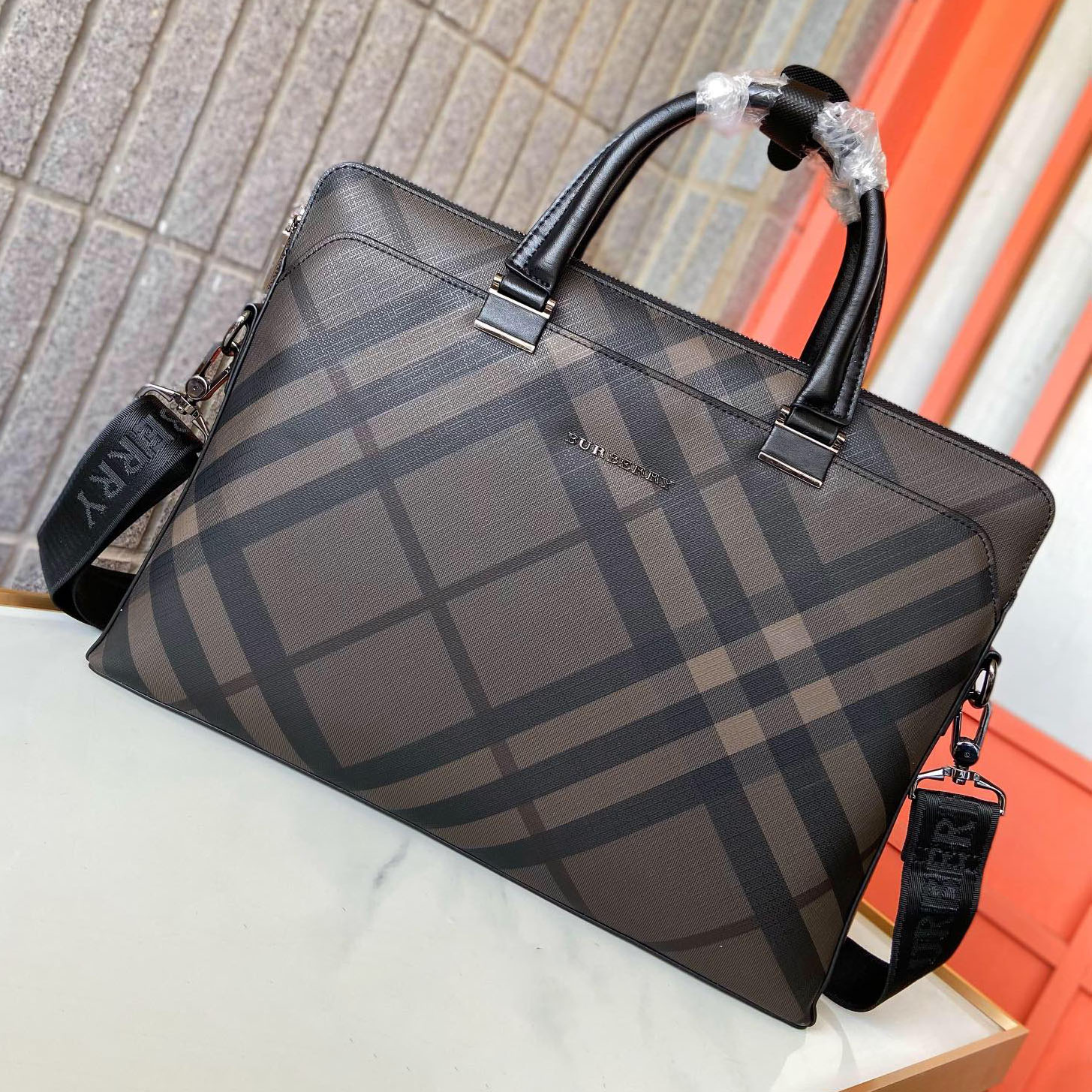 Bur Men's Plaid Briefcase NG101602