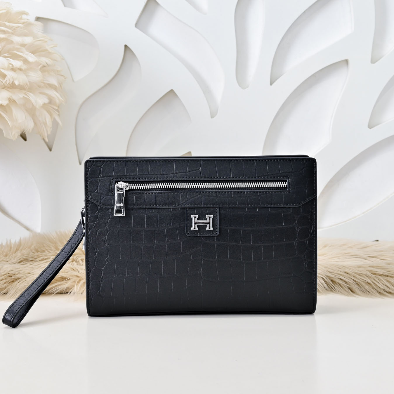 HM Men's Crocodile Pattern Clutch Bag NG201007