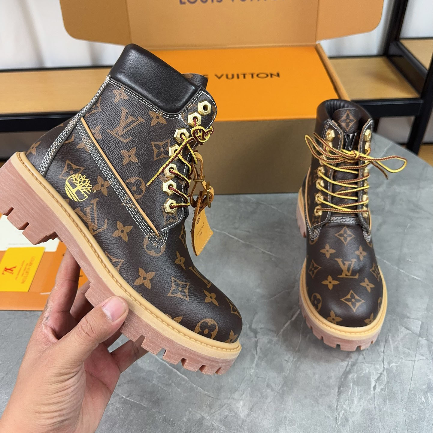 LV x Timberland collaboration classic Monogram ankle boots NG111823
