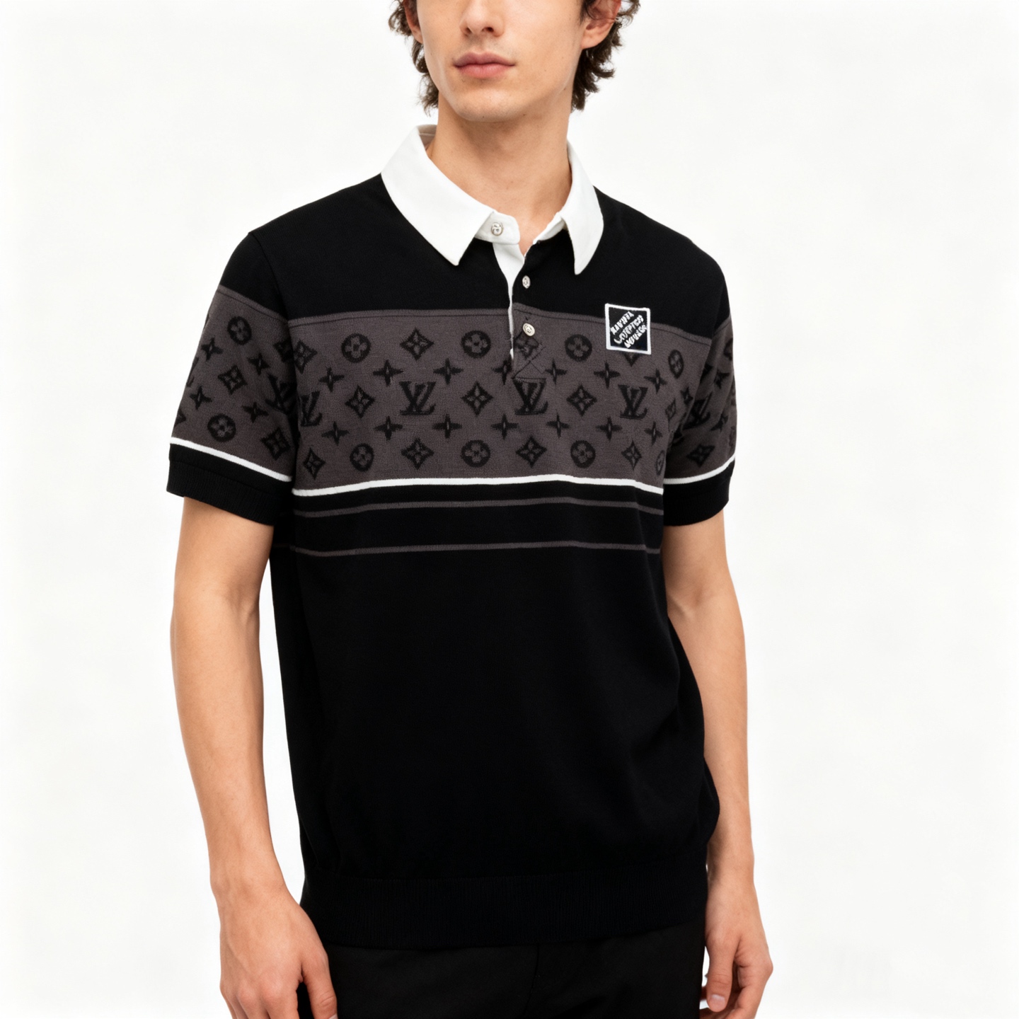 LV Men's Collared Knit Short-Sleeve T-Shirt FNG112003