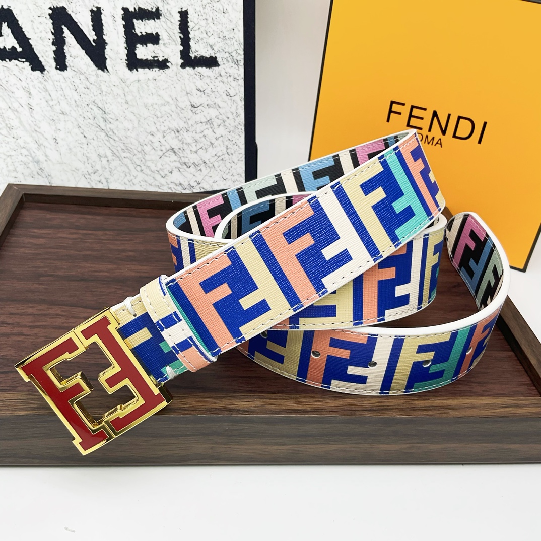 FD Iconic Double-F  Logo Two-Tone Reversible Monogram Belt YVTF112002