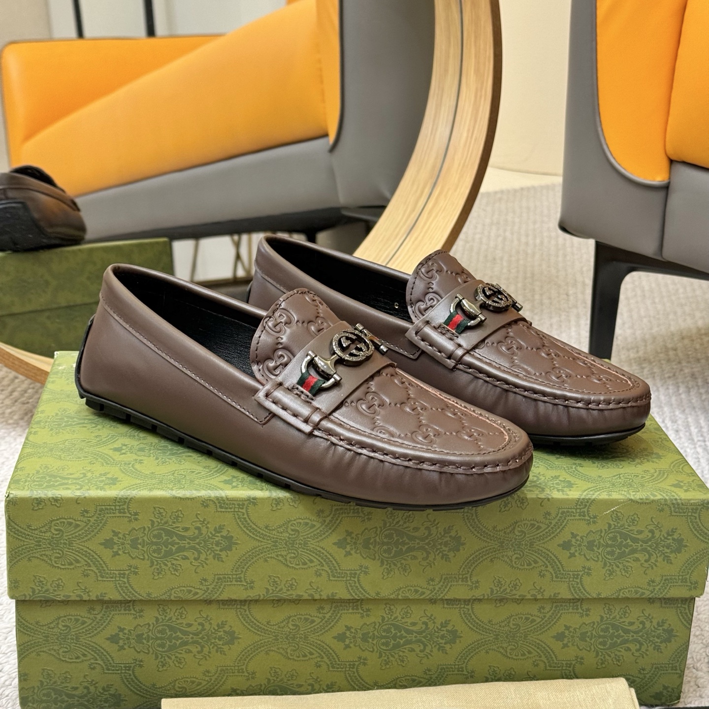 GG Men's Double G Interlocking Logo Loafers FNG112131