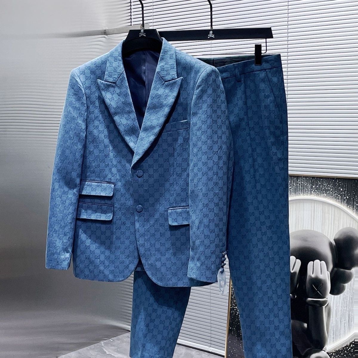 GG Men's Blue Double G Jacquard Casual Suit FNG112157