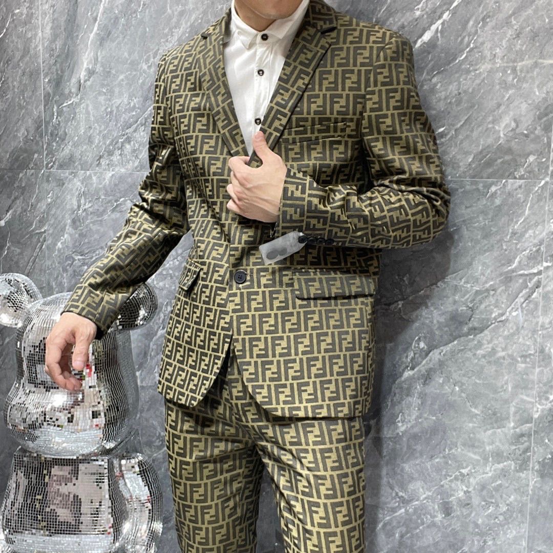 FD Men's Classic Double F Jacquard Casual Suit FNG112153