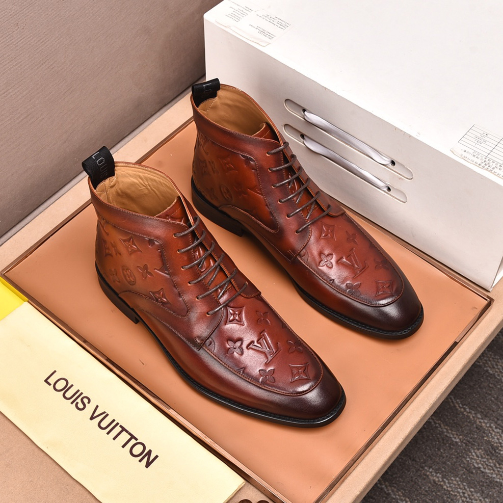 LV Men's Casual High-Top Leather Shoes FNG112137