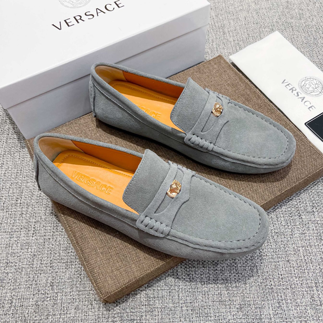 Vs Men's Grey Suede Loafers FNG112105
