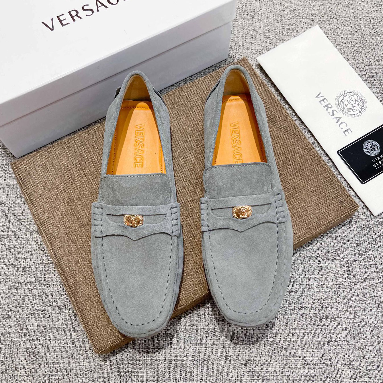 Vs Men's Grey Suede Loafers FNG112105