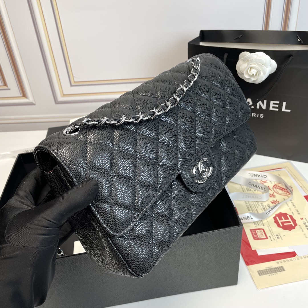 CH Classic Caviar Leather CF Flap Bag - Silver Logo FNG112213