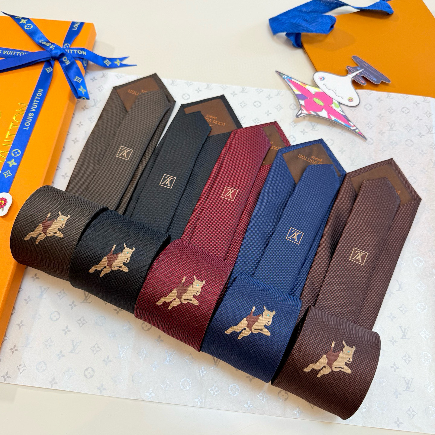 LV Men's Puppy Embroidered Casual Tie FNY082308