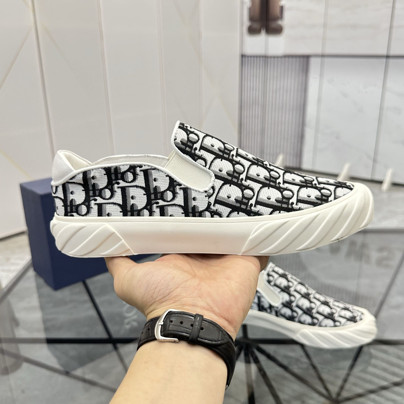 CD Men's Oblique Print Slip-On Shoes FNG112602