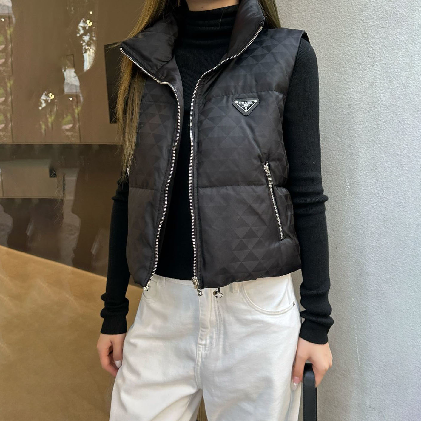 PRA Women's Triangle Check Jacquard Down Vest FNG112521