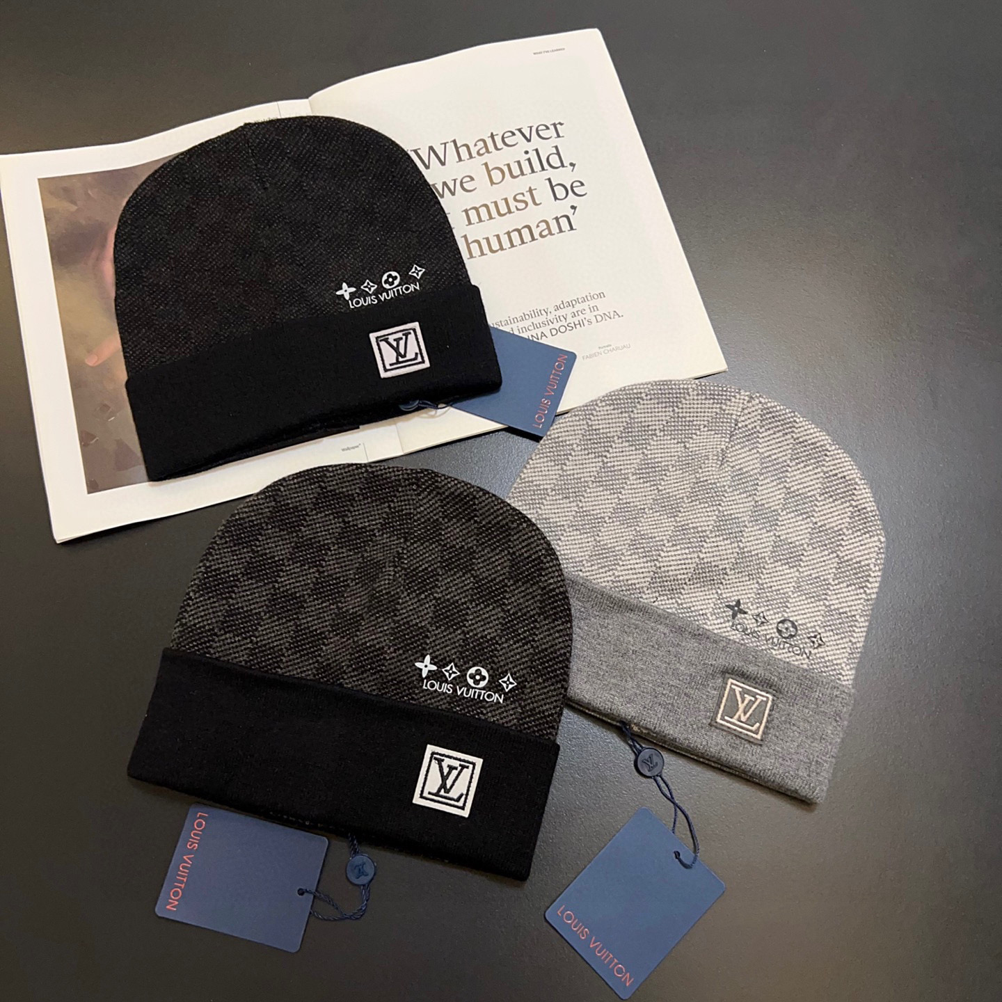 LV Checkerboard Knit Beanie Hat YVTF112705