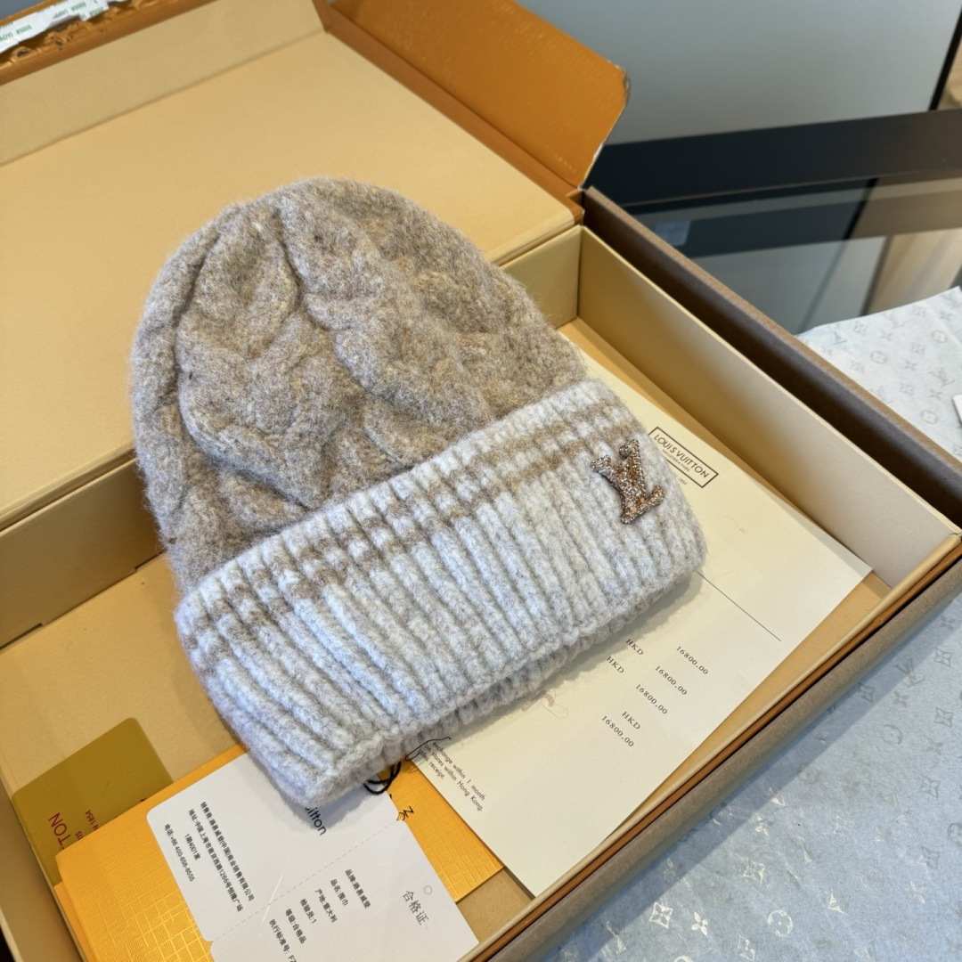 LV Cable-Knit Color-Block Beanie Hat YVTF112708
