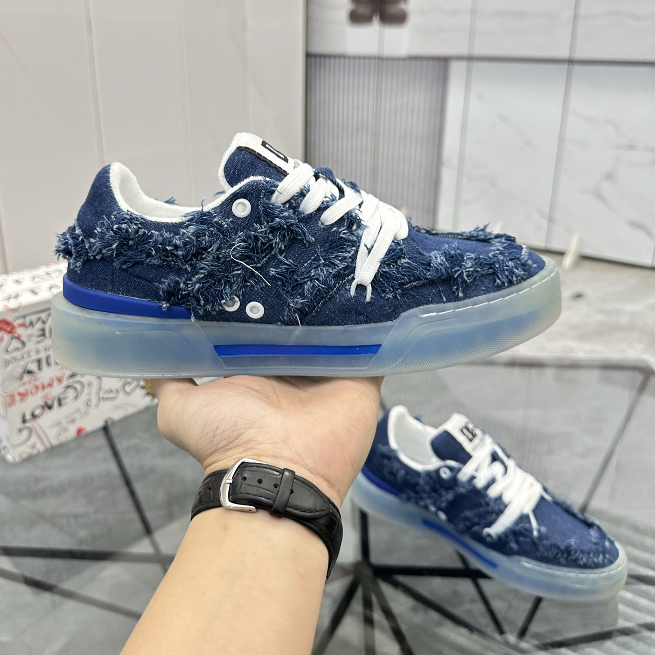 D&G Men's New Denim Flats FNG122603