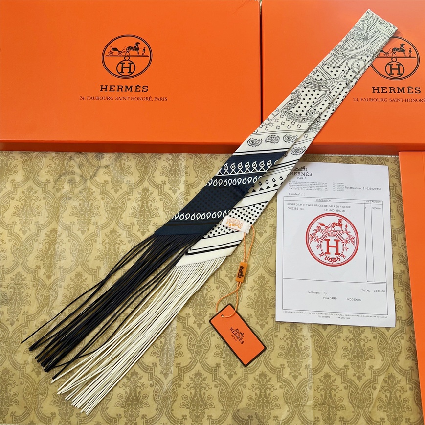 HM Twilly Leather + Silk With Fringe Scarf YVTF122903