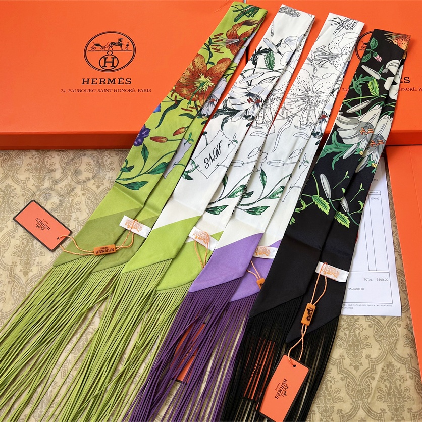 HM Twilly Leather + Silk With Fringe Scarf YVTF122902