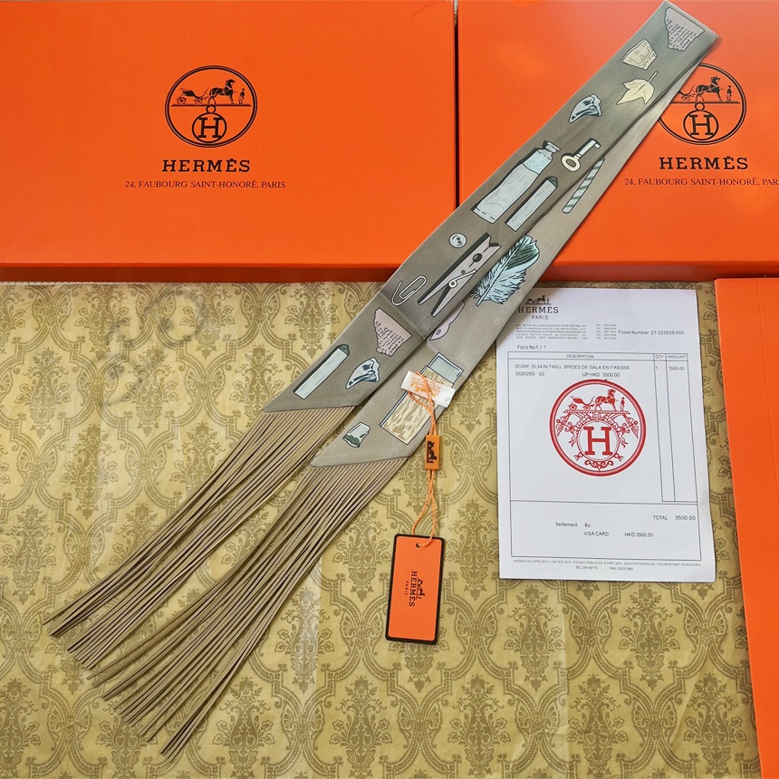 HM Twilly Leather + Silk With Fringe Scarf YVTF122901