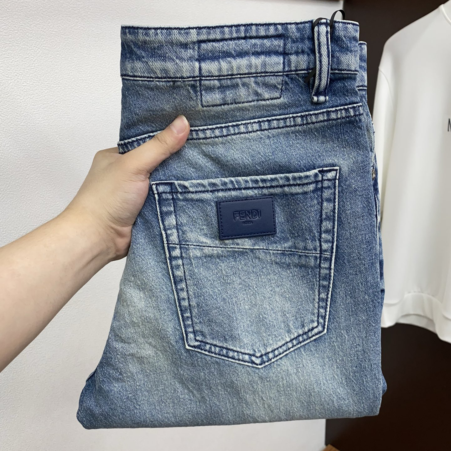 FD Men's Leather Label Logo Jeans BNL010409