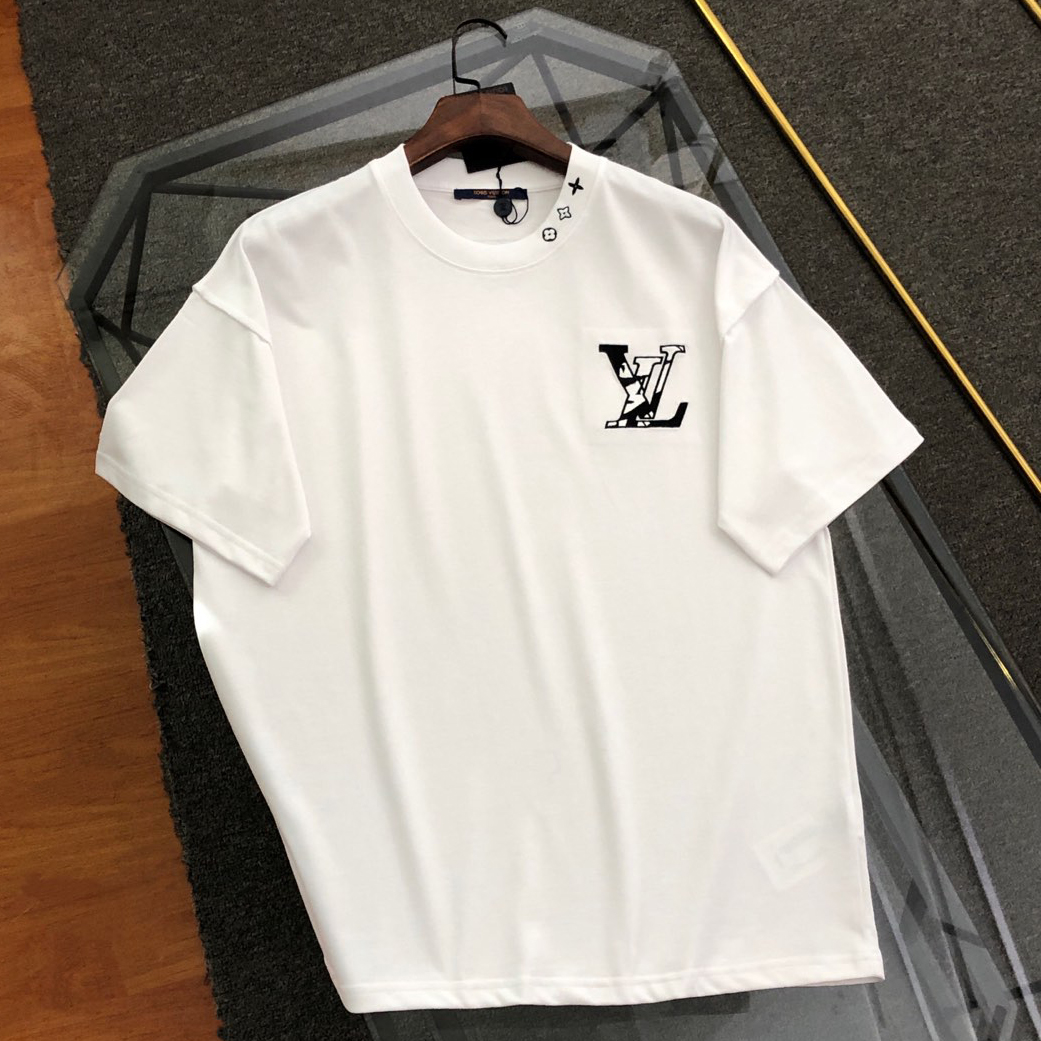 LV Men's Logo Embroidered Crew Neck Short-Sleeve T-Shirt BNL010701
