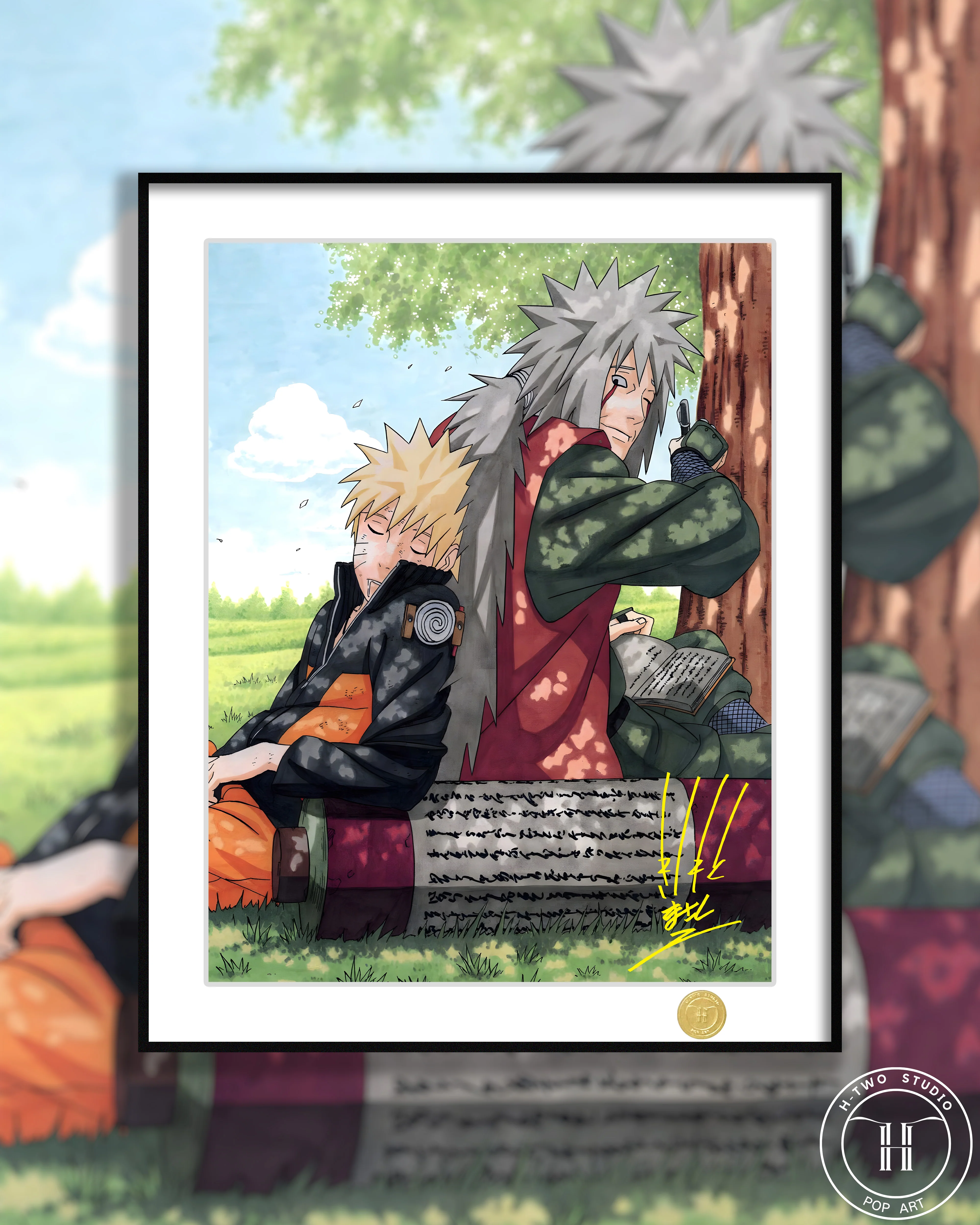 H-Two Studio - Naruto Uzumaki & Jiraiya Poster Frame