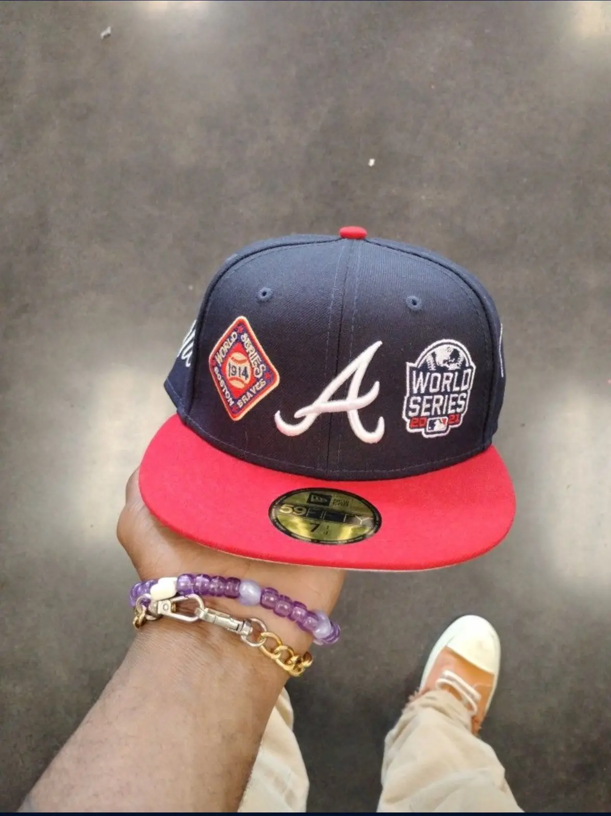 NEW ERA ATLANTA BRAVES HISTORIC WORLD SERIES CHAMPIONS 59FIFTY EMBROIDERED CASUAL BASEBALL CAP