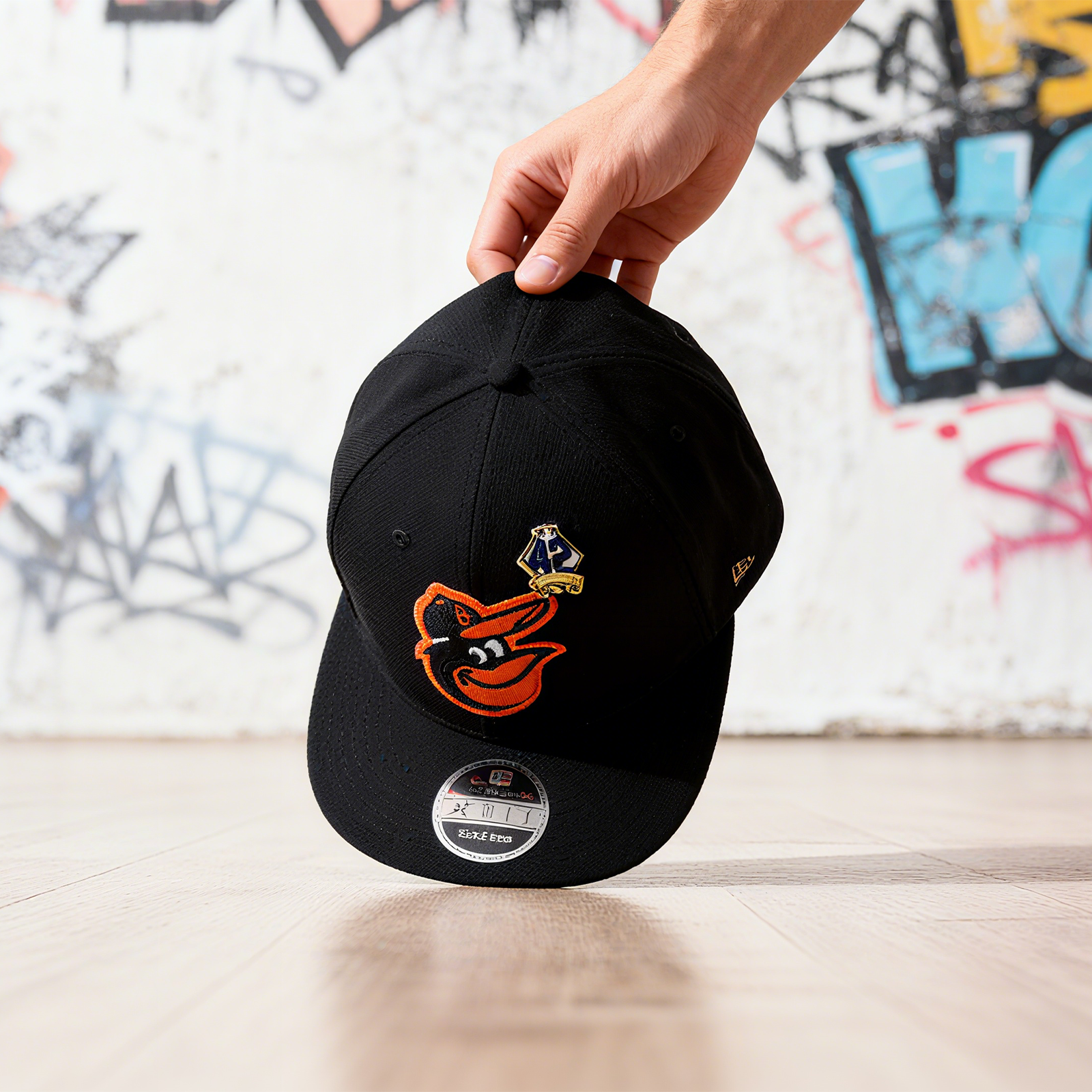 NEW ERA MEN'S BALTIMORE ORIOLES NEW ERA BLACK PRIMARY LOGO 9FIFTY SNAPBACK HAT