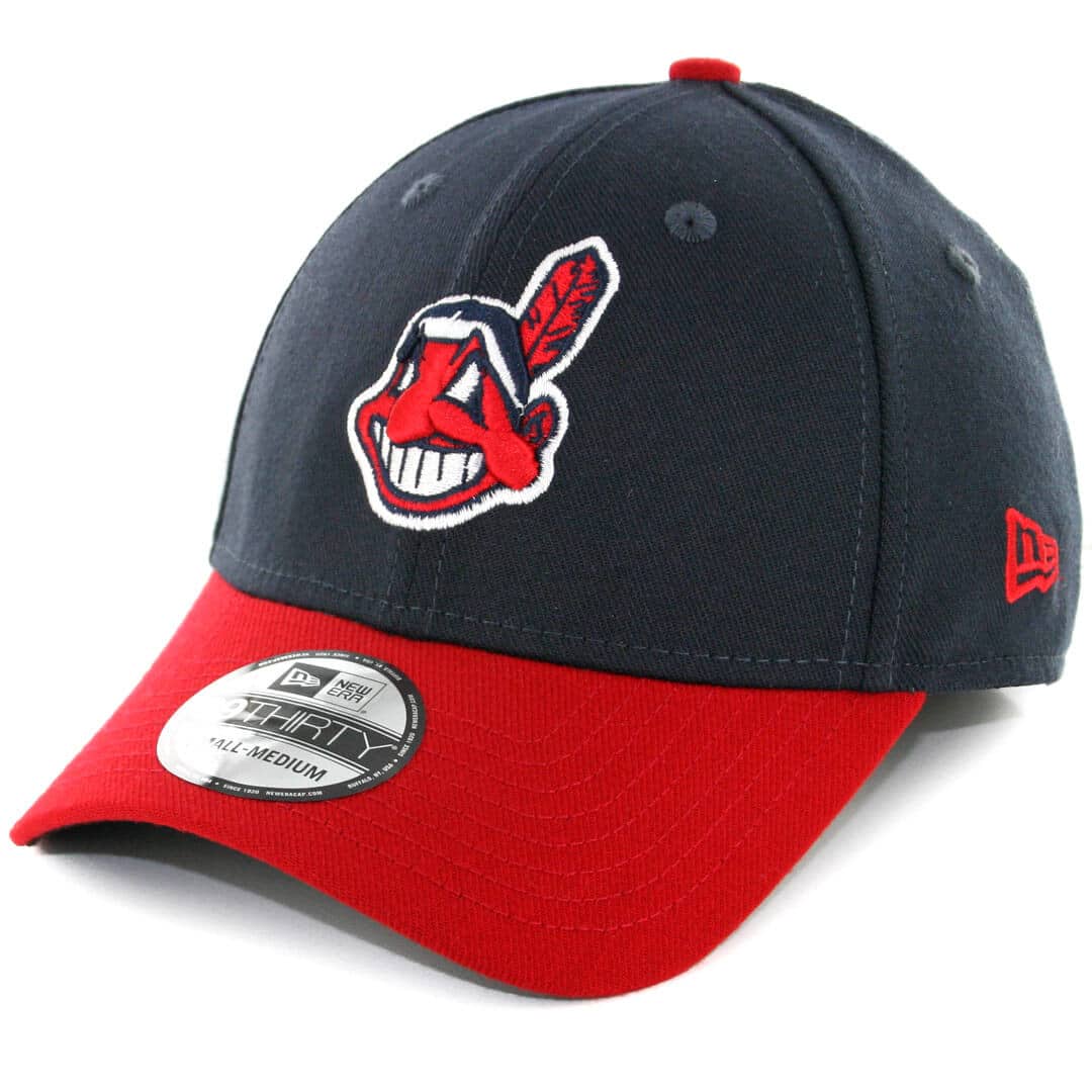 NEW ERA 39THIRTY CLEVELAND INDIANS HOME TEAM CLASSIC STRETCH FIT HAT DARK NAVY RED