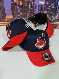NEW ERA 39THIRTY CLEVELAND INDIANS HOME TEAM CLASSIC STRETCH FIT HAT DARK NAVY RED