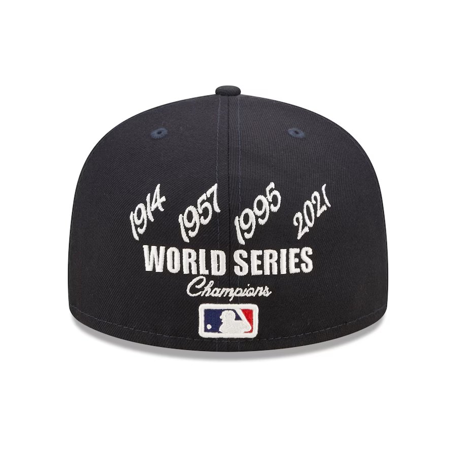 NEW ERA ATLANTA BRAVES NAVY 4X WORLD SERIES CHAMPIONS CROWN EMBROIDERED CASUAL BASEBALL CAP