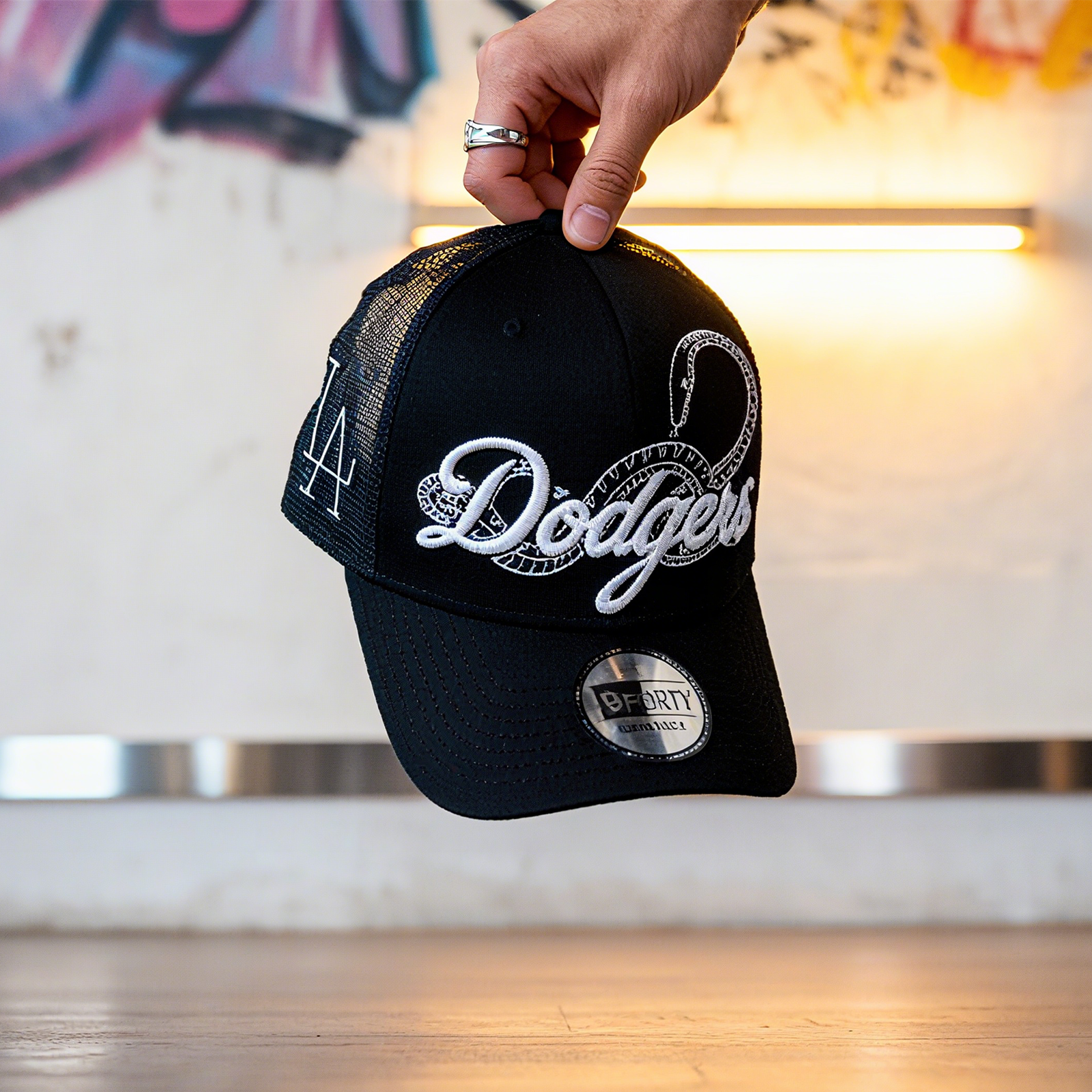 NEW ERA LOS ANGELES DODGERS 100TH ANNIVERSARY STONE TWO TONE EDITION 9FORTY A FRAME TRUCKER SNAPBACK CAP