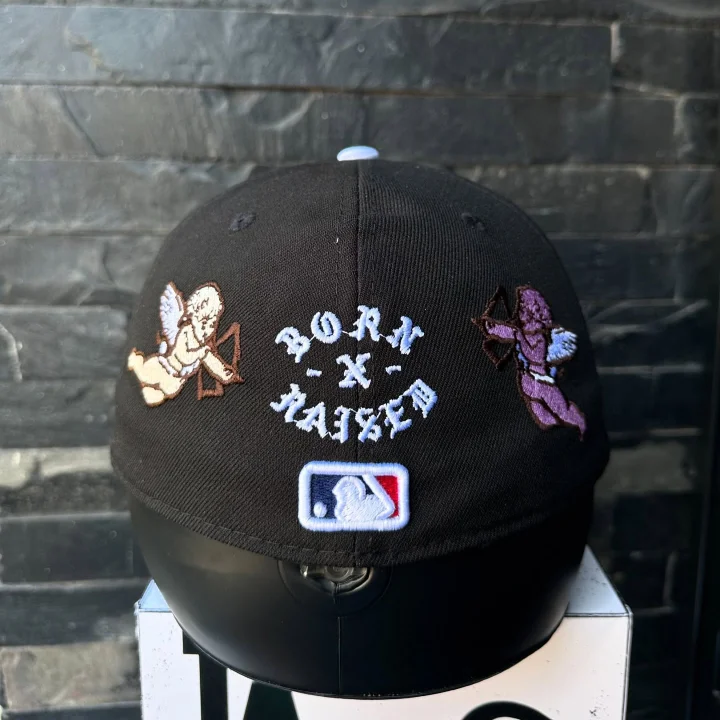 NEW ERA LOS ANGELES DODGER BORN X RAISED BLACK CHERUB EMBROIDERED CASUAL BASEBALL CAP