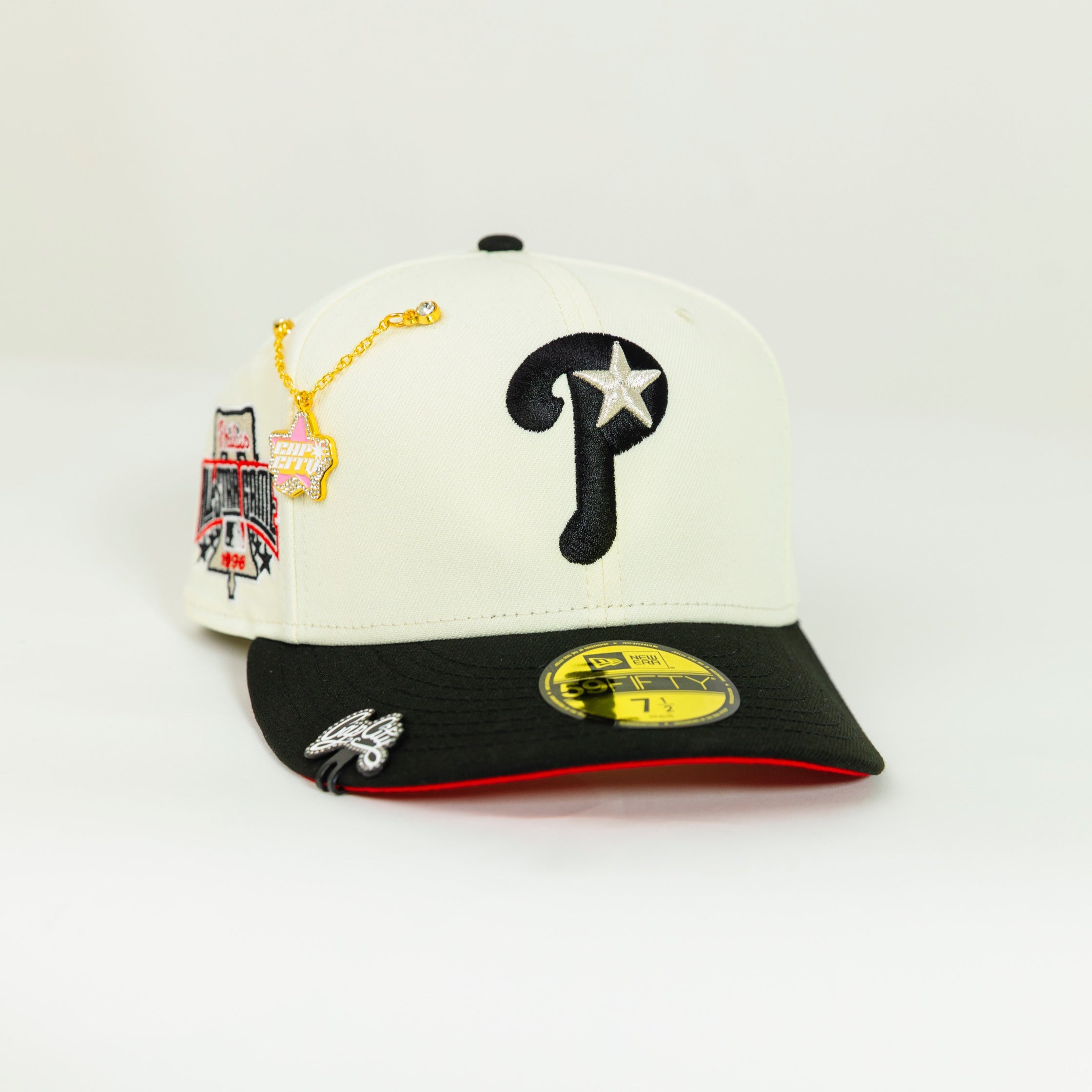 NEW ERA EXCLUSIVE 59FIFTY CHROME/ BLACK PHILADELPHIA PHILLIES W/ 1996 ALL STAR GAME PATCH