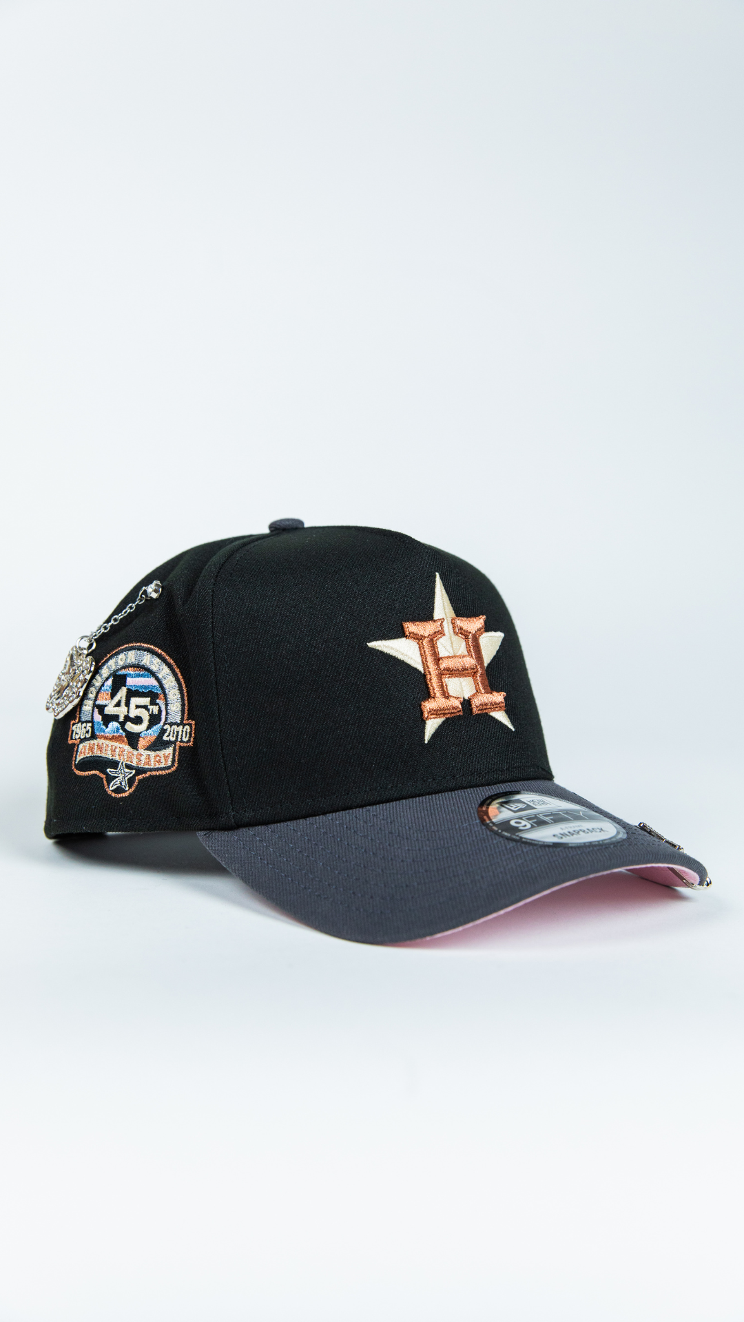 NEW ERA 9FIFTY A-FRAME BLACK/ GREY HOUSTON ASTROS W/ 45TH ANNIVERSARY SIDE PATCH