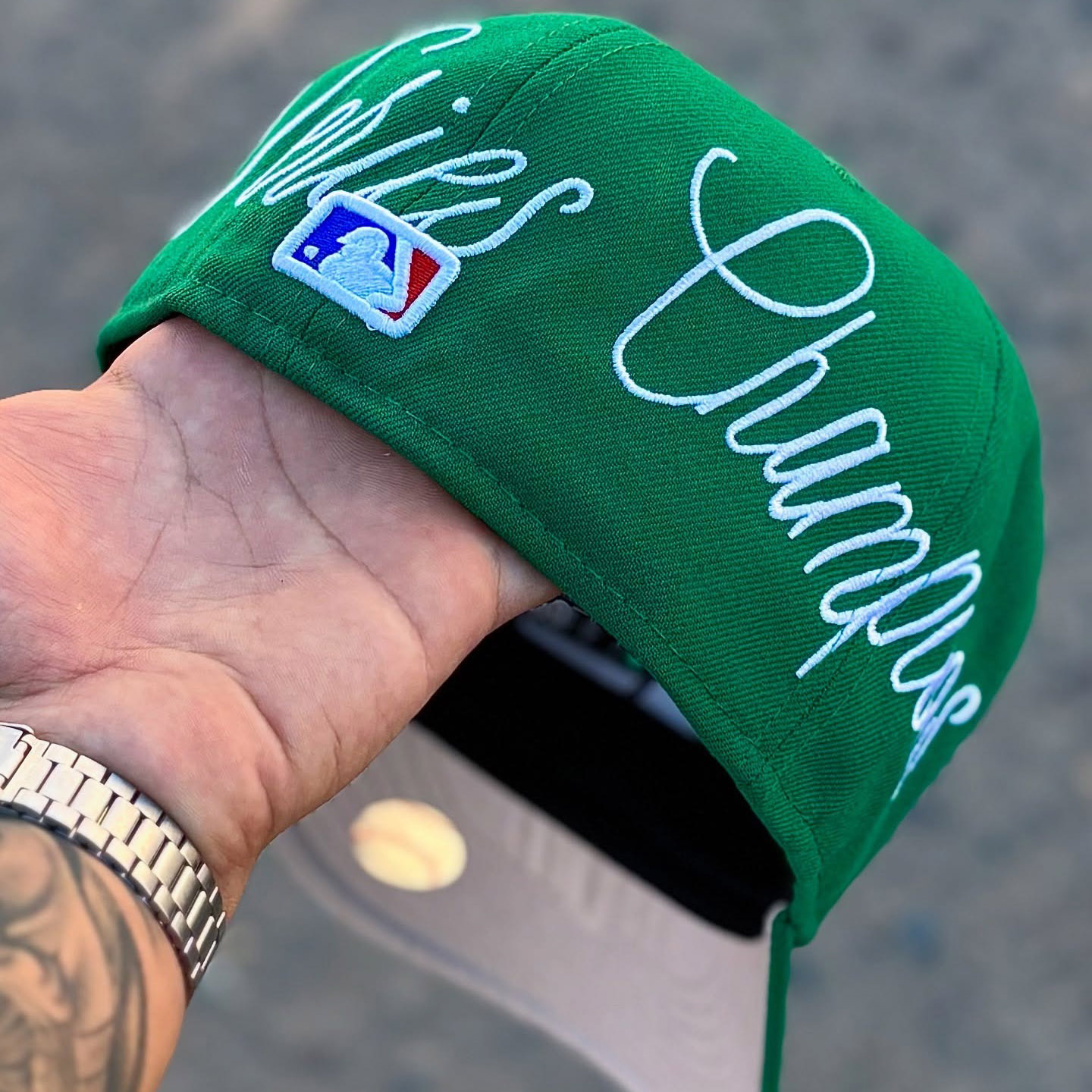 NEW ERA ATHLETICS GREEN HISTORIC WORLD SERIES CHAMPIONS EMBROIDERED CASUAL BASEBALL CAP