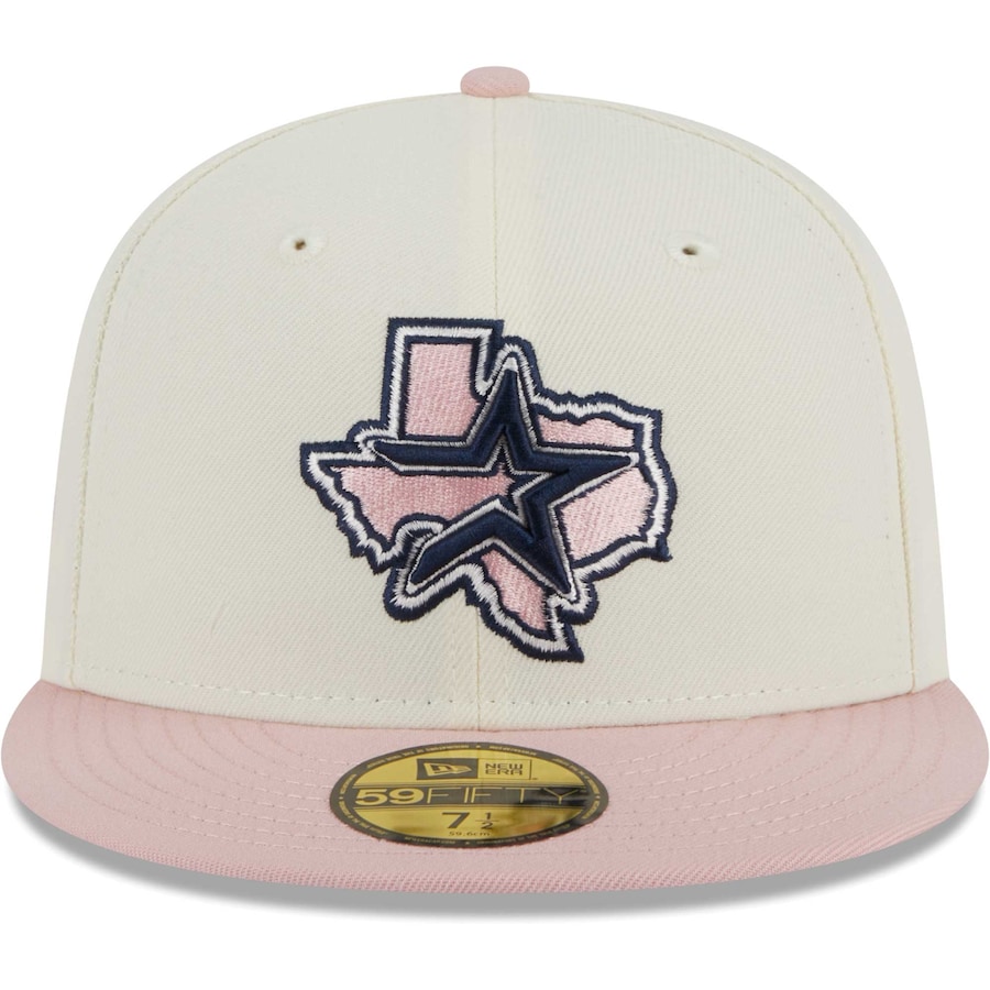 NEW ERA HOUSTON ASTROS NEW ERA MEN'S WHITE/PINK CHROME ROGUE 59FIFTY SLIMMING CAP