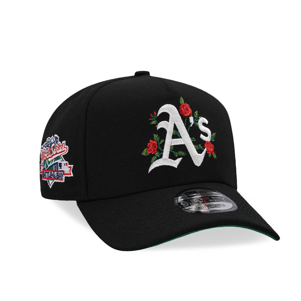 NEW ERA OAKLAND ATHLETICS 1989 WORLD SERIES BLACK FLOWER 9FORTY A-FRAME BASEBALL CAP