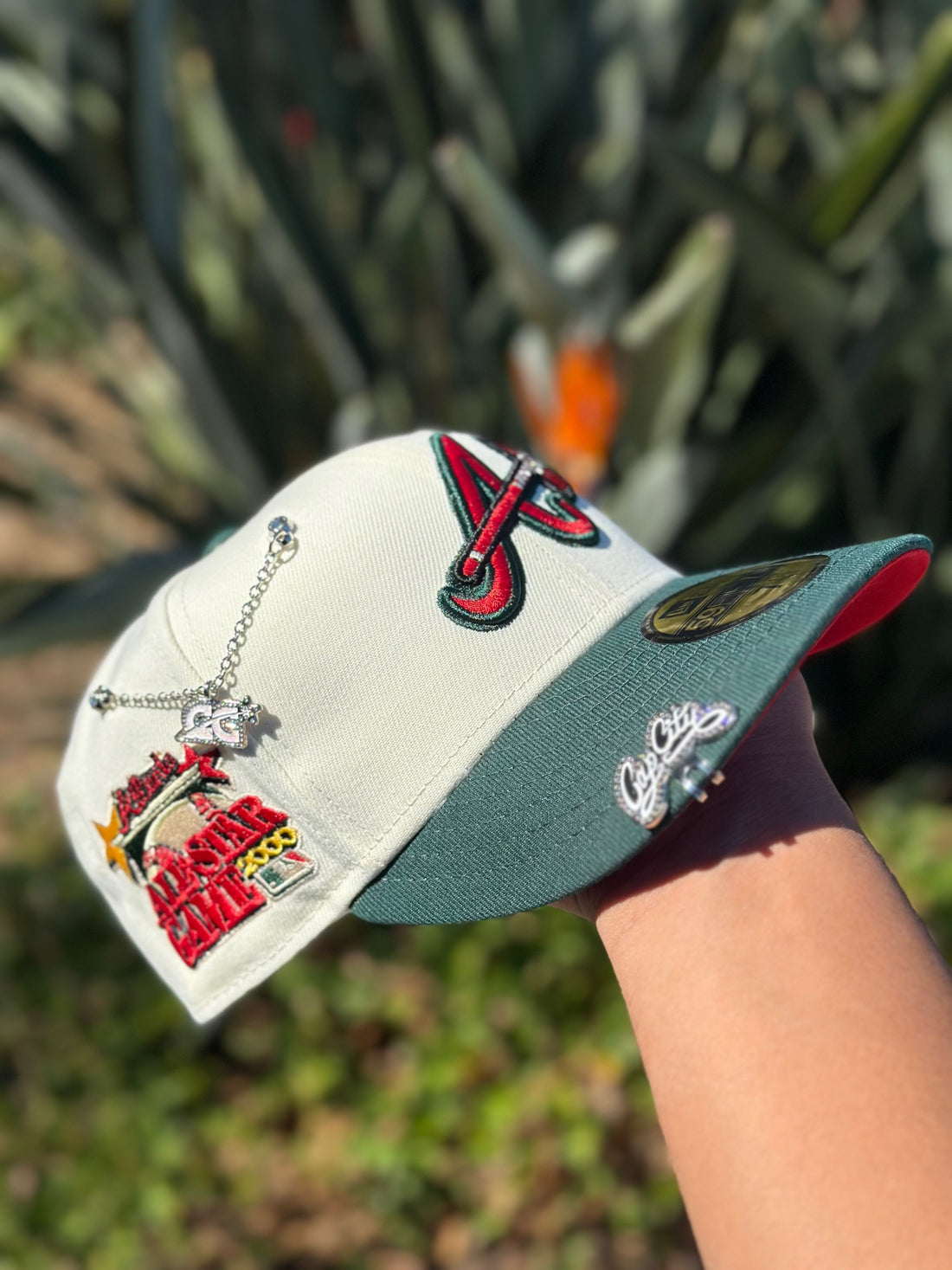 NEW ERA EXCLUSIVE 9FIFTY CHROME WHITE/FORET GREEN ATLANTA BRAVES W/ 2000 ALL STAR GAME PATCH