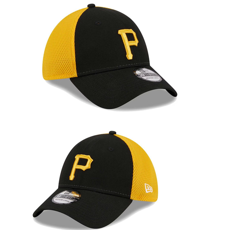 Men's Pittsburgh Pirates New Era Black Team Neo Logo 39THIRTY Flex Hat