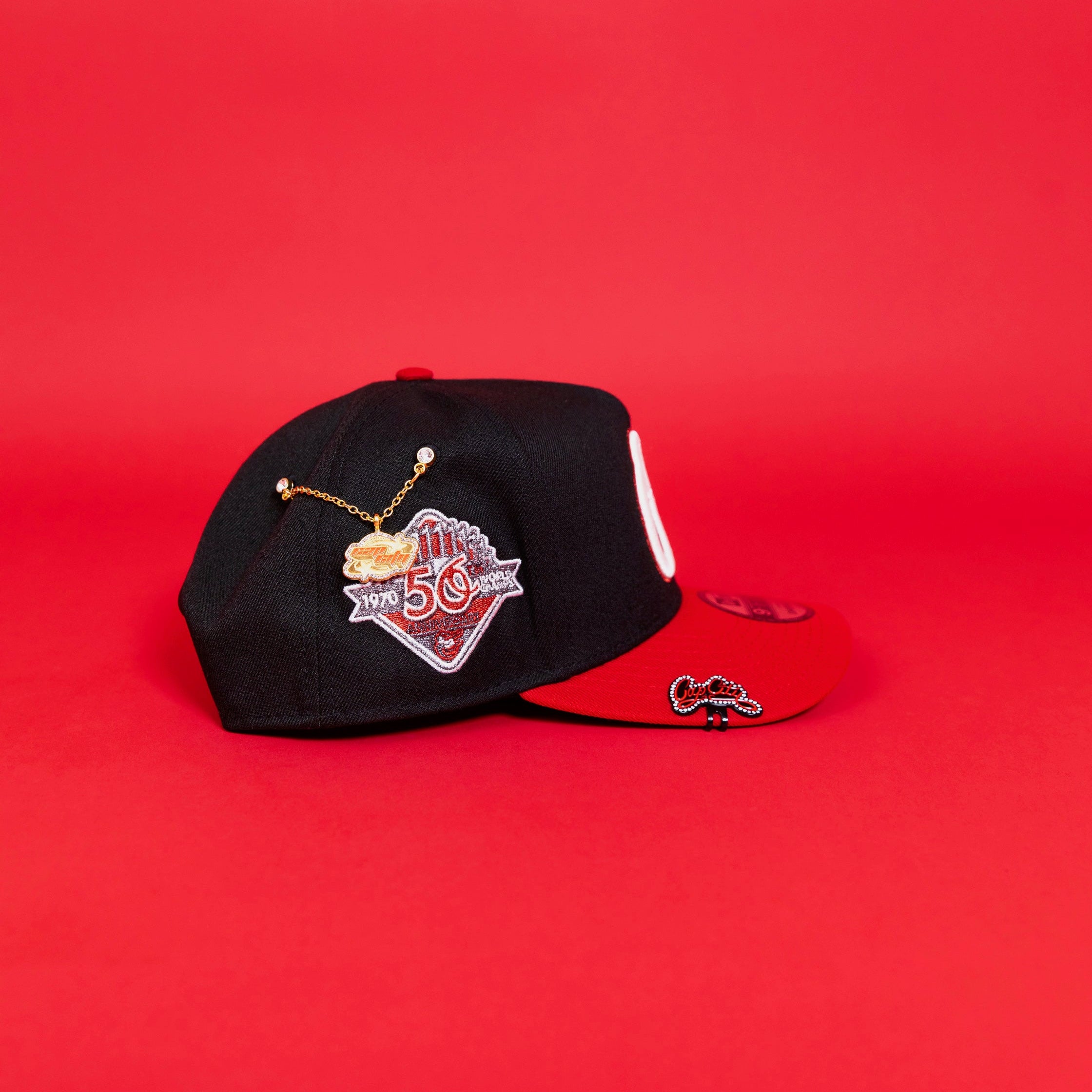 NEW ERA EXCLUSIVE 9FIFTY A-FRAME BLACK/ RED BALTIMORE ORIOLES W/ 30TH ANNIVERSARY SIDE PATCH