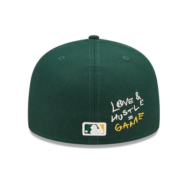 NEW ERA OAKLAND ATHLETICS 1989 WORLD SERIES EXCLUSIVE TEAM HEARTS FITTED 59FIFTY MLB HAT - GREEN