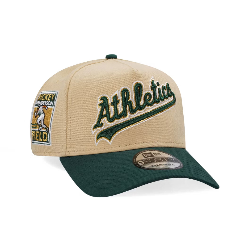 NEW ERA OAKLAND ATHLETICS RICKEY HENDERSON FIELD VEGAS GOLD TWO TONE 9FORTY A FRAME SNAPBACK HAT