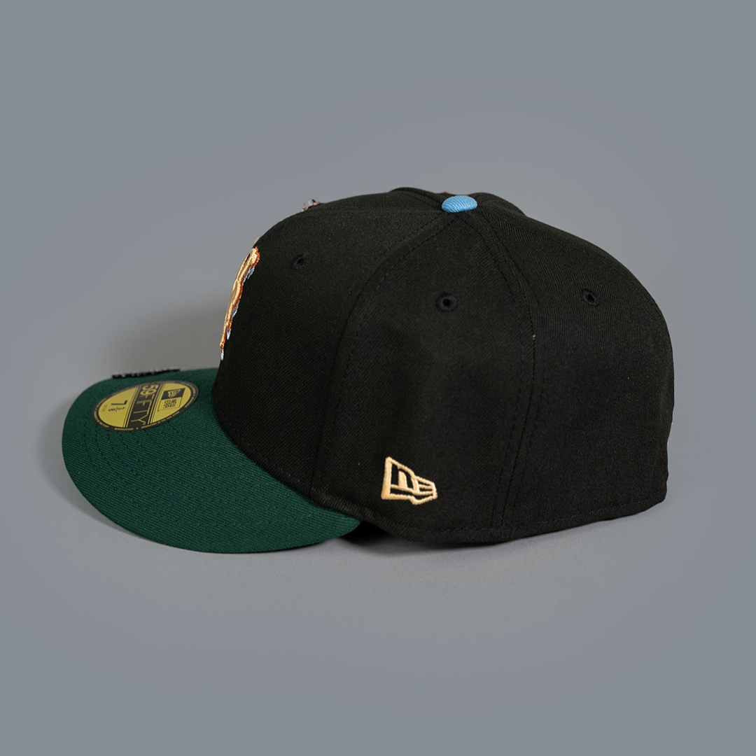 NEW ERA EXCLUSIVE 59FIFTY BLACK/ FOREST GREEN NEW YORK METS W/ 40TH ANNIVERSARY SIDE PATCH
