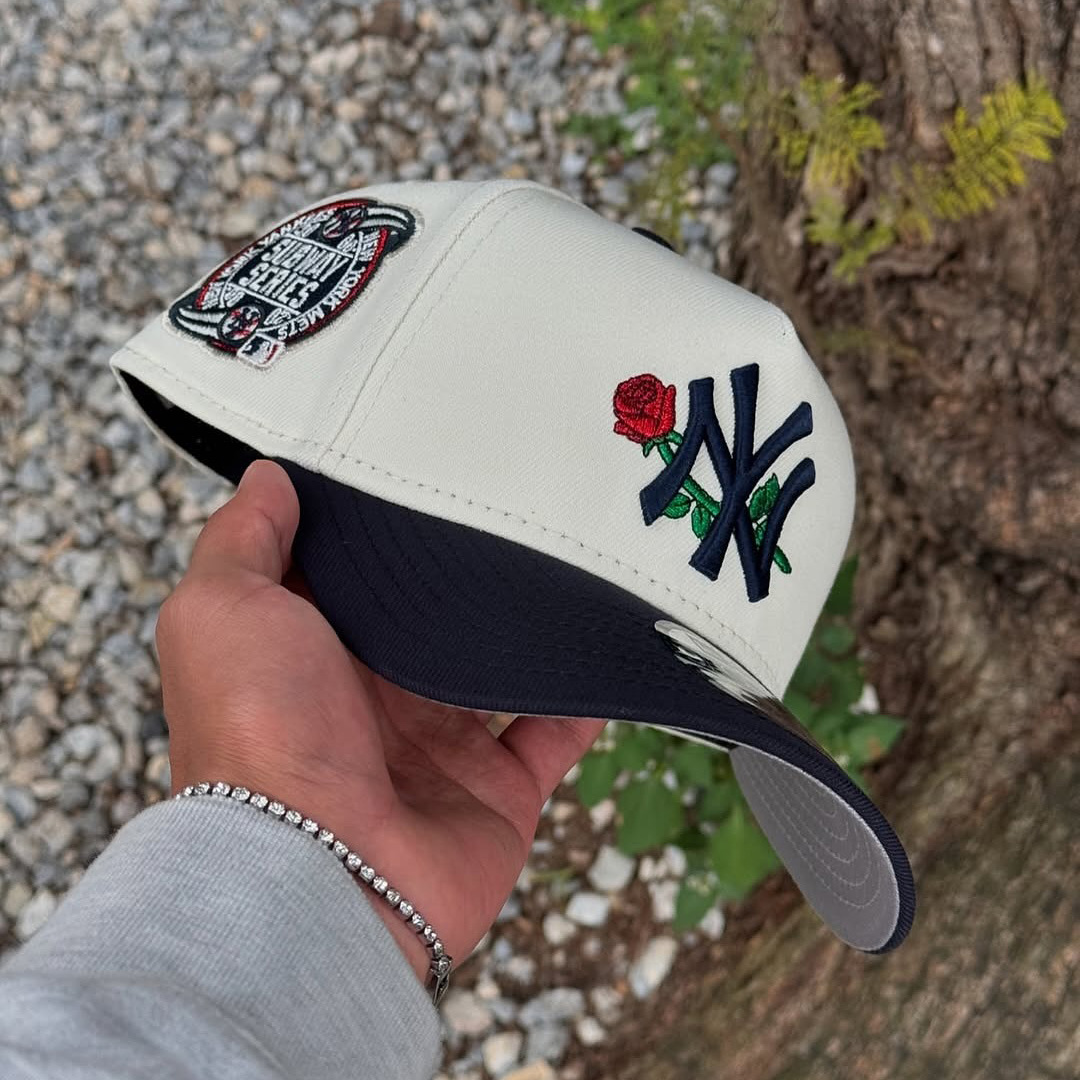 NEW ERA NEW YORK YANKEES SUBWAY SERIES 2000 CREMA EMBROIDERED CASUAL BASEBALL CAP